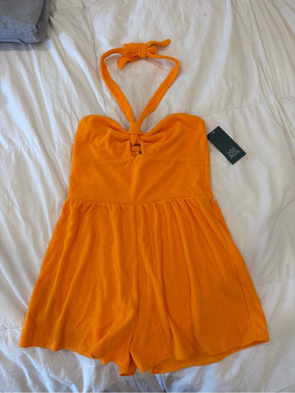 Bathing suit Coverup Orange Halter One-Piece Romper